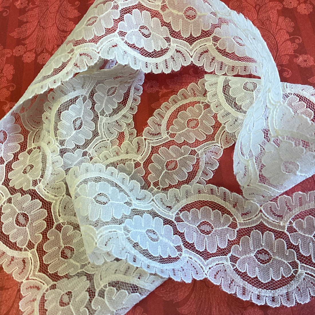 Scrapbooksrus Vintage LATTE FLORAL LACE Ribbon Trim 1.75”