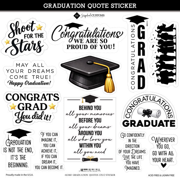 Scrapbook Customs GRADUATION QUOTES 12”X12” Sticker