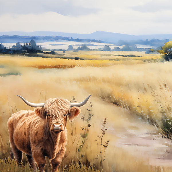 Scrapbook Customs HIGHLAND COW DS Watercolor 12"X12" Scrapbook Paper