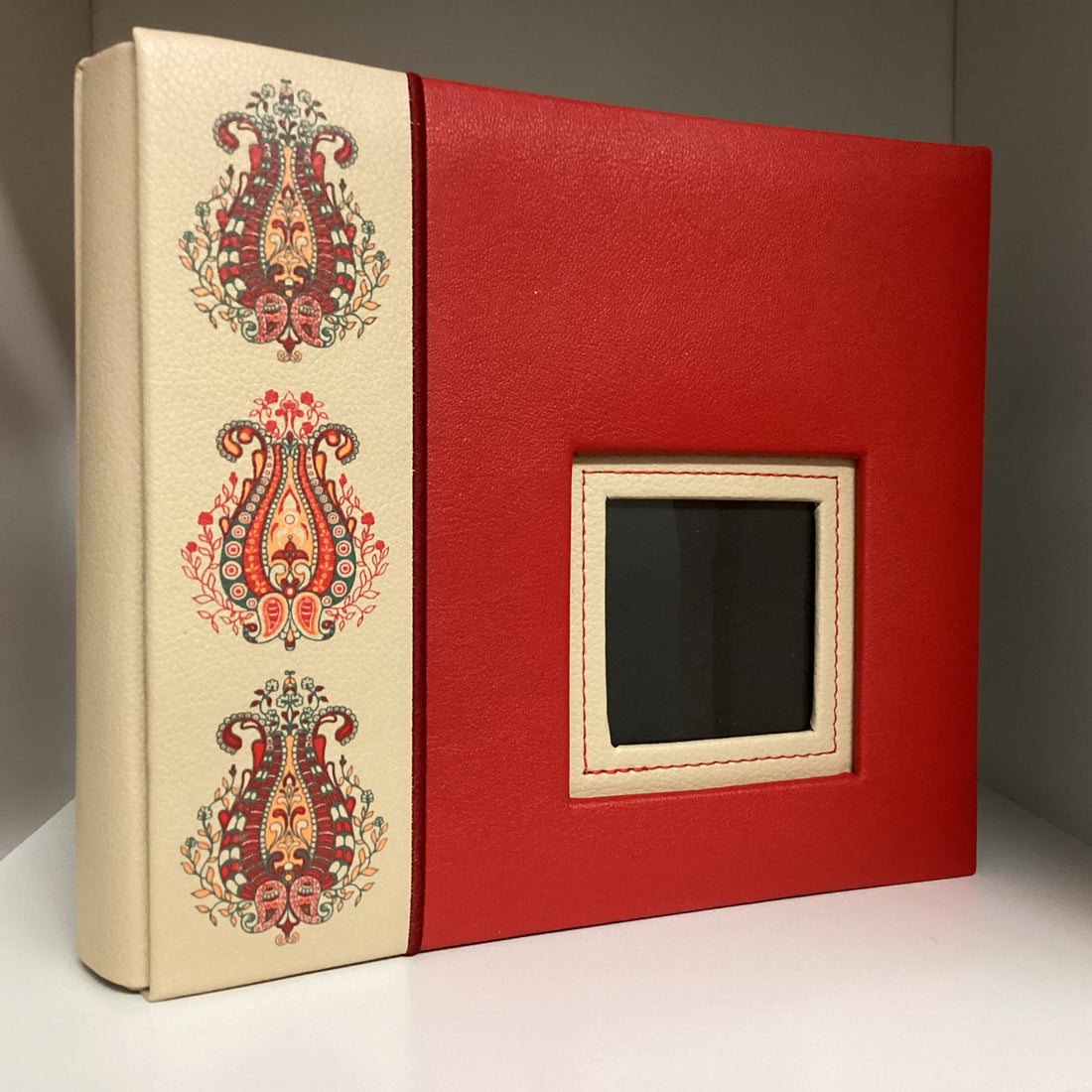 Postbound Album RED FLORAL BORDER Stitched Frame 8"X8" Scrapbook Memory