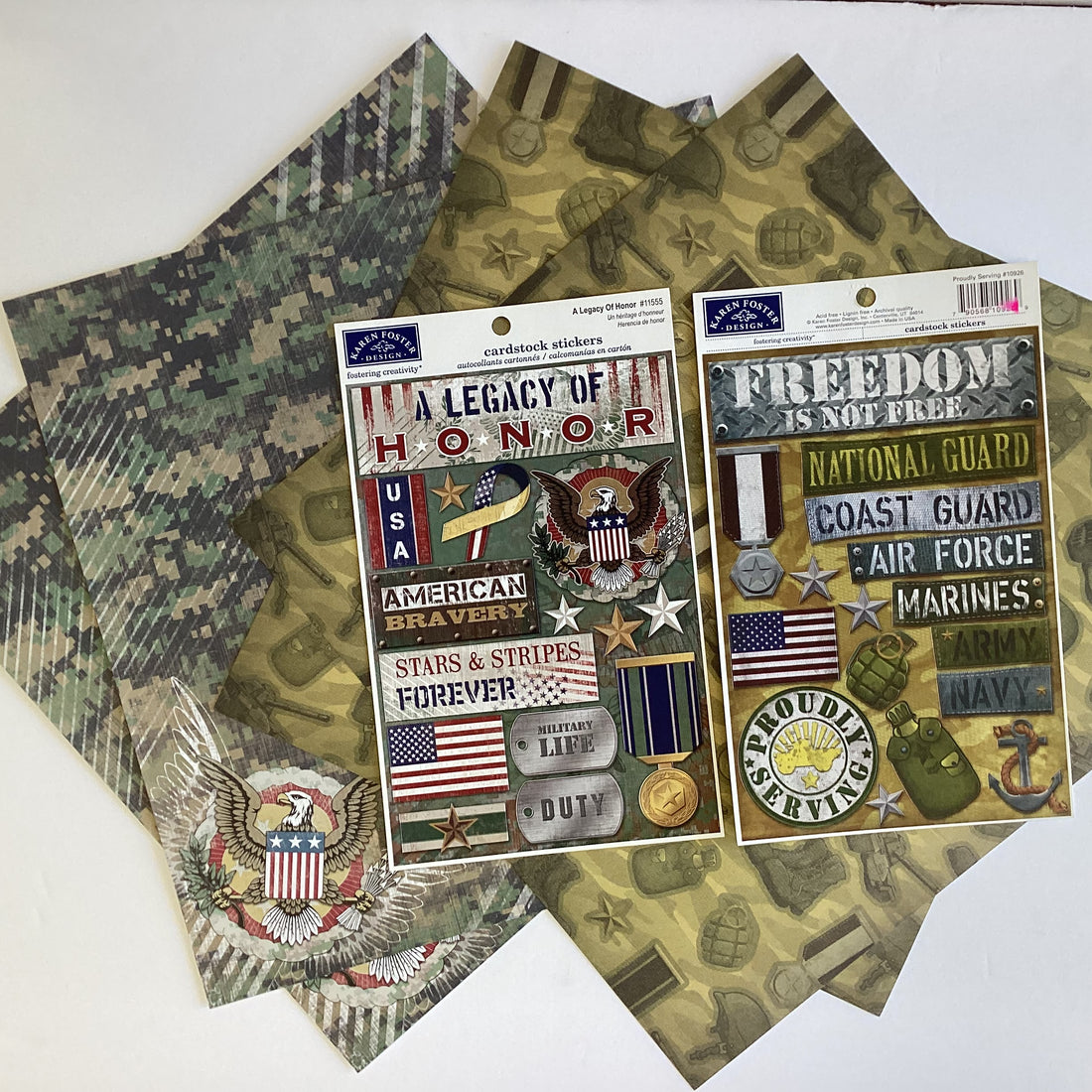 Karen Foster AMERICAN BRAVERY FREEDOM C 12"X12" Paper & Stickers 6pc