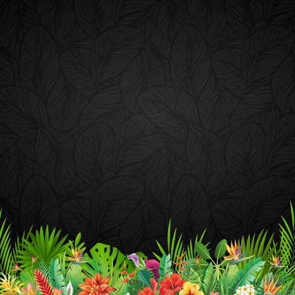 Scrapbook Customs DARK TROPICAL FLORAL 12”X12” Paper Pack