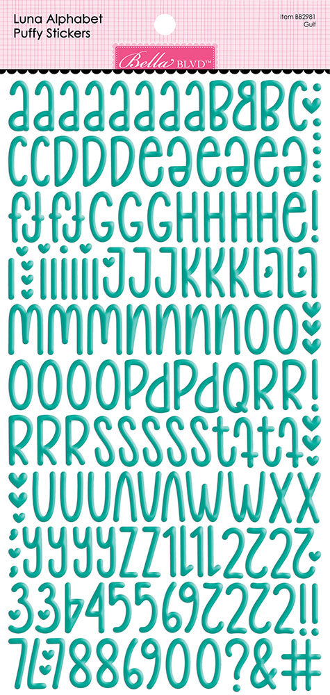 Bella Blvd LUNA ALPHABET Puffy Stickers Letters Numbers