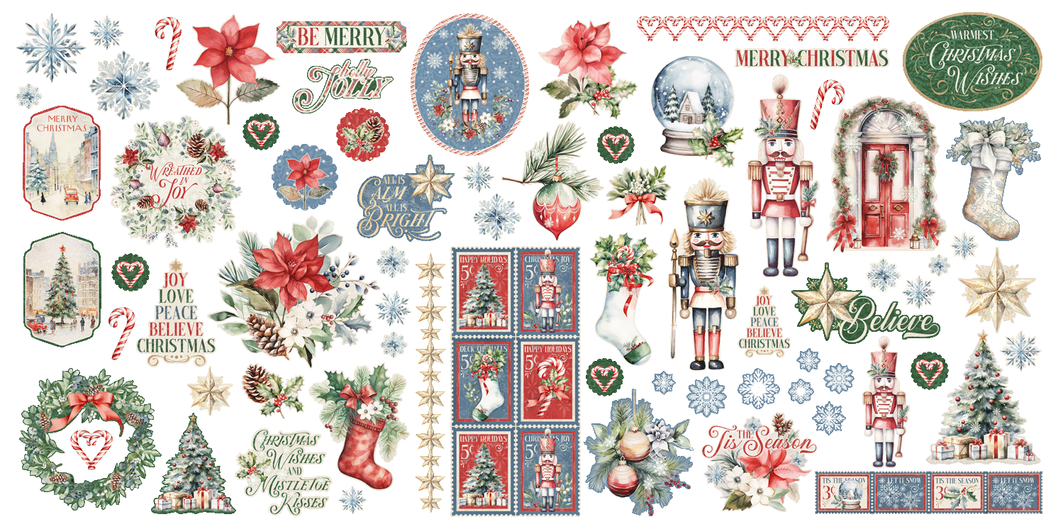 Graphic 45 DECK THE HALLS Ephemera Assortment 70pc