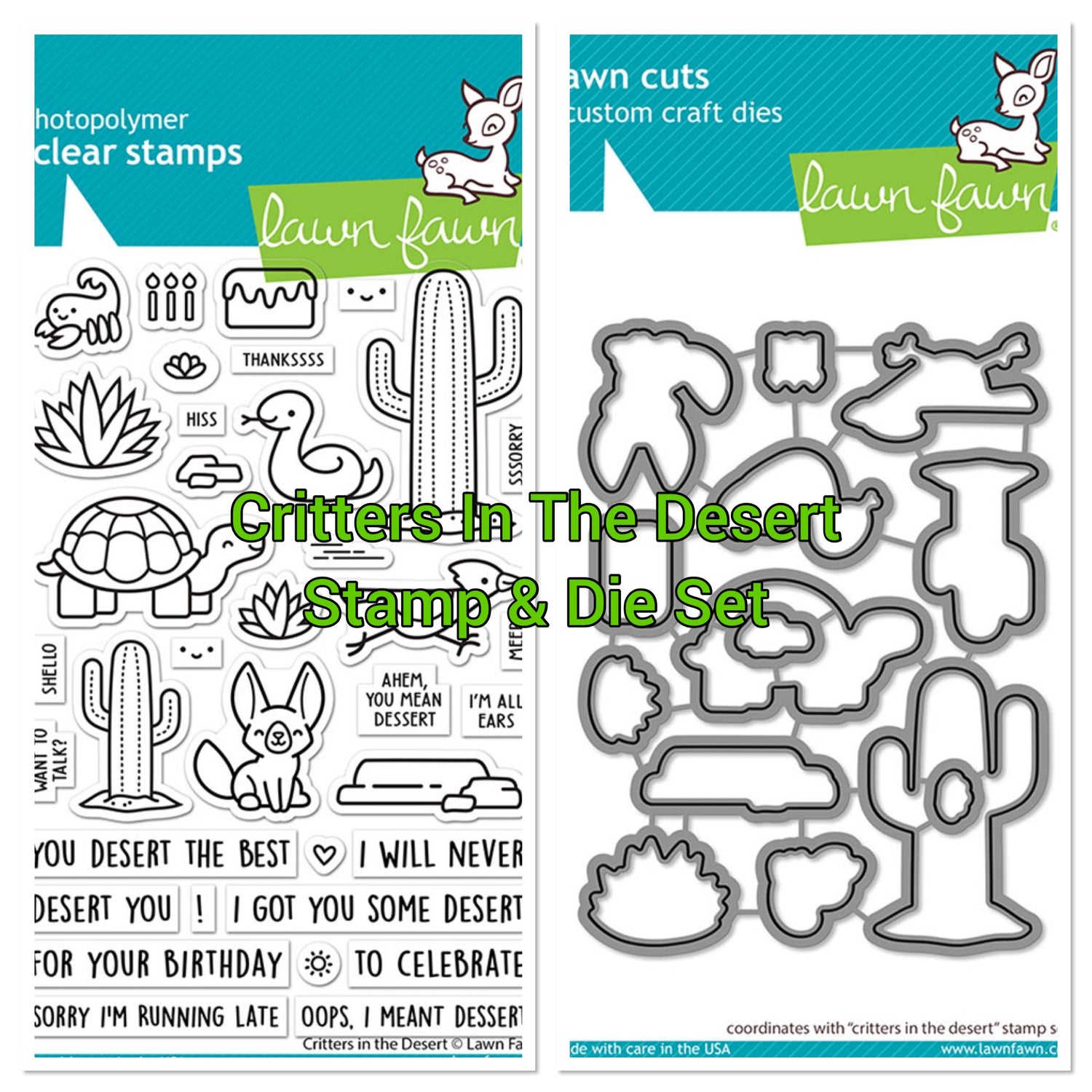 Lawn Fawn CRITTERS IN THE DESERT Stamps & Die SET