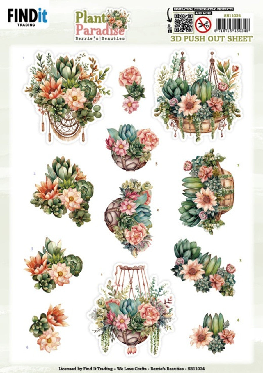 PLANT PARADISE Berries Beauties Cactus 3D Push Out Sheet