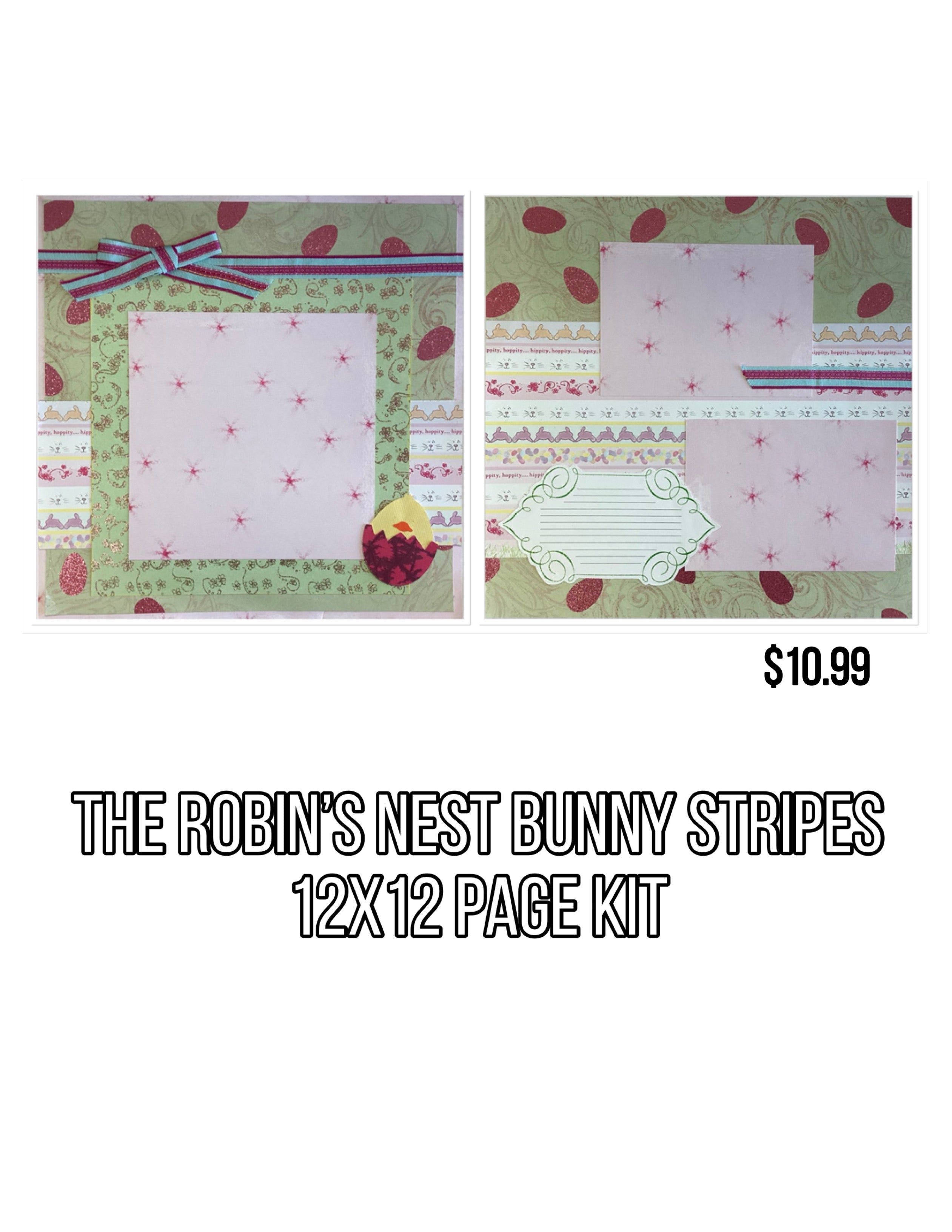 The Robin’s Nest BUNNY STRIPES Easter (2) 12x12 Page Kit