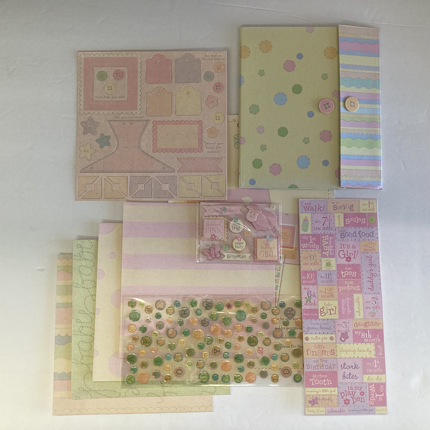 K&Company Sweet Pea BABY GIRL 6.5”X5.5” Mini Scrapbook Kit 220pc