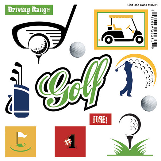 Scrapbook Customs GOLF Doo Dads Stickers 12pc