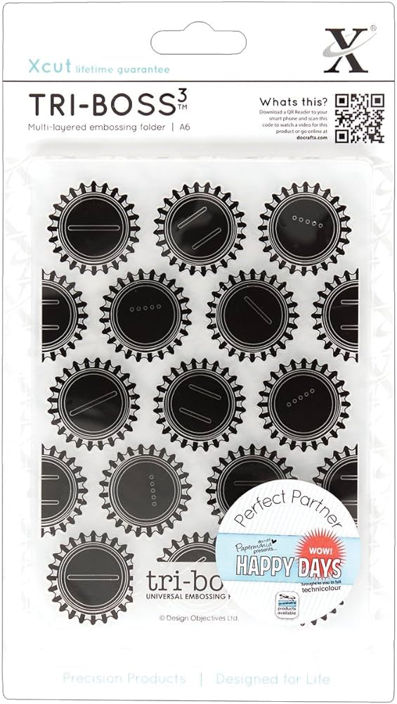 Xcut Tri-Boss HAPPY DAYS BOTTLE CAPS Embossing Folder A6 1pc