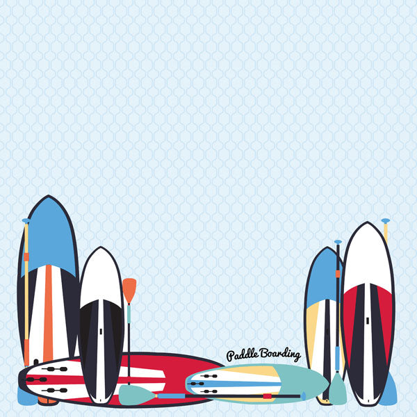 Scrapbooksrus PADDLE BOARD KIT 12"x12" Scrapbook Paper Stickers 5pc