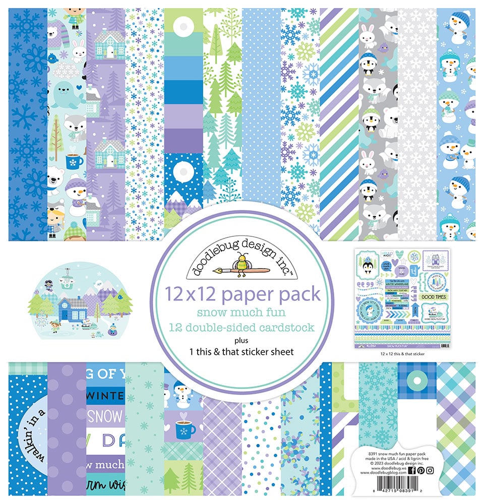 Doodlebug SNOW MUCH FUN 12X12 Paper Pack 13pc