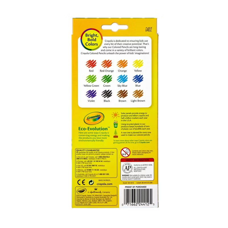 Crayola ERASABLE COLORED PENCILS 12pc