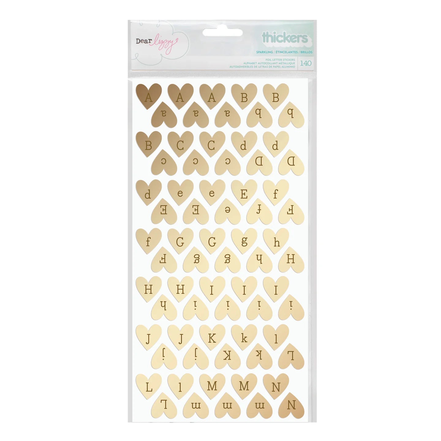 Heart-shaped letter stickers with &