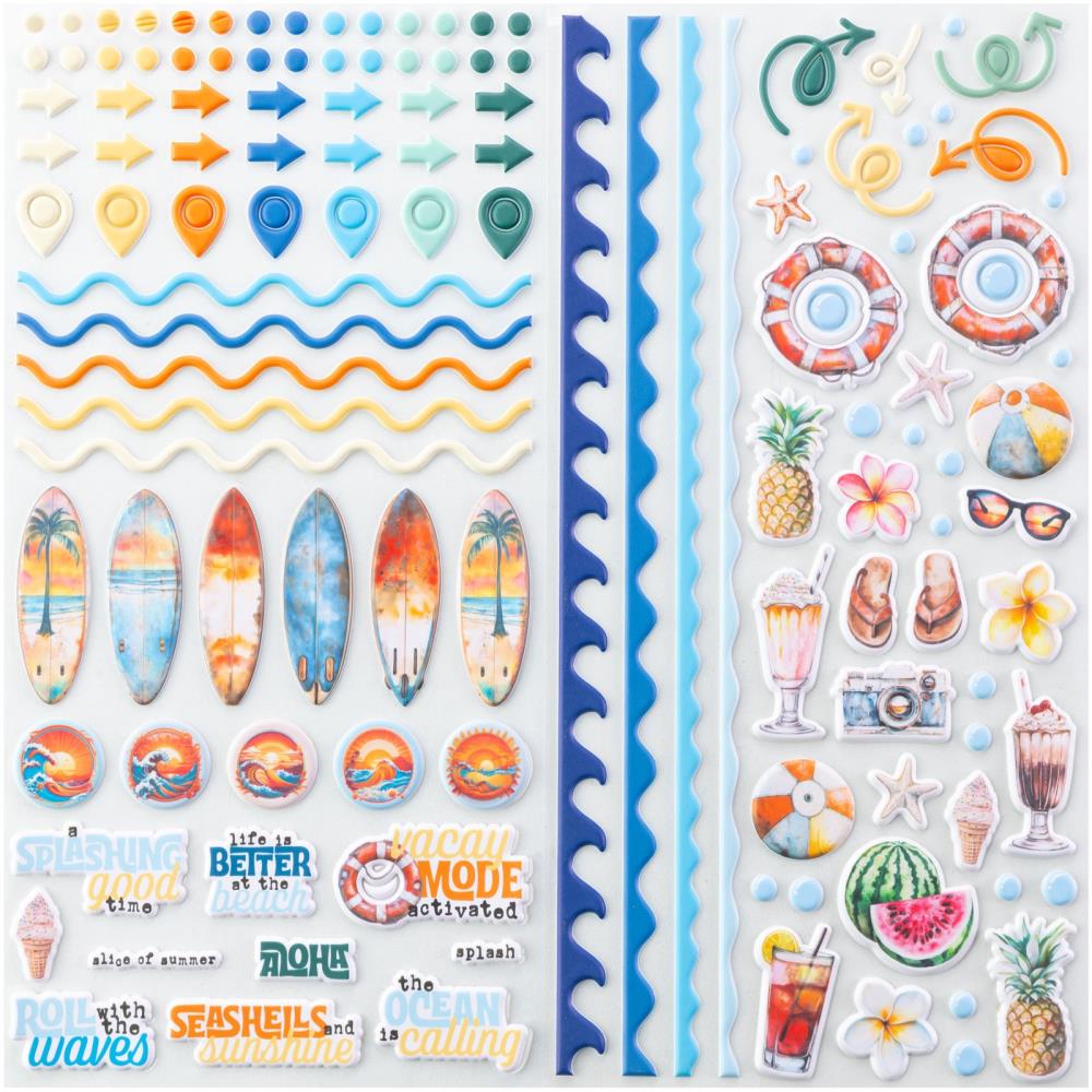 49 and Market BEACH VIBES Puffy Stickers 126 Pieces