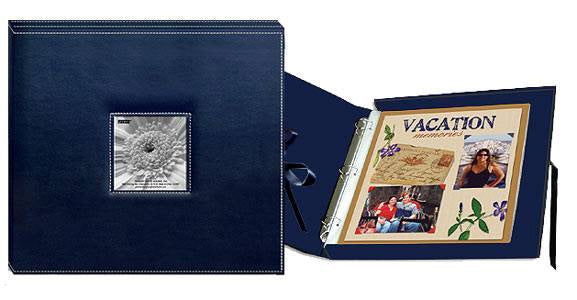 Pioneer Sewn SCRAPBOOK BOX NAVY BLUE 12"X12" Memory Scrapbook Album