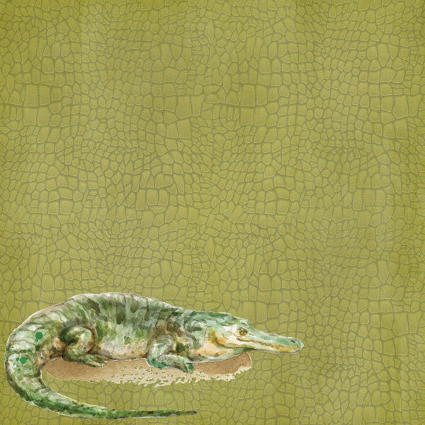 Scrapbook Customs SAFARI CROCODILE 12"X12" Scrapbook Paper