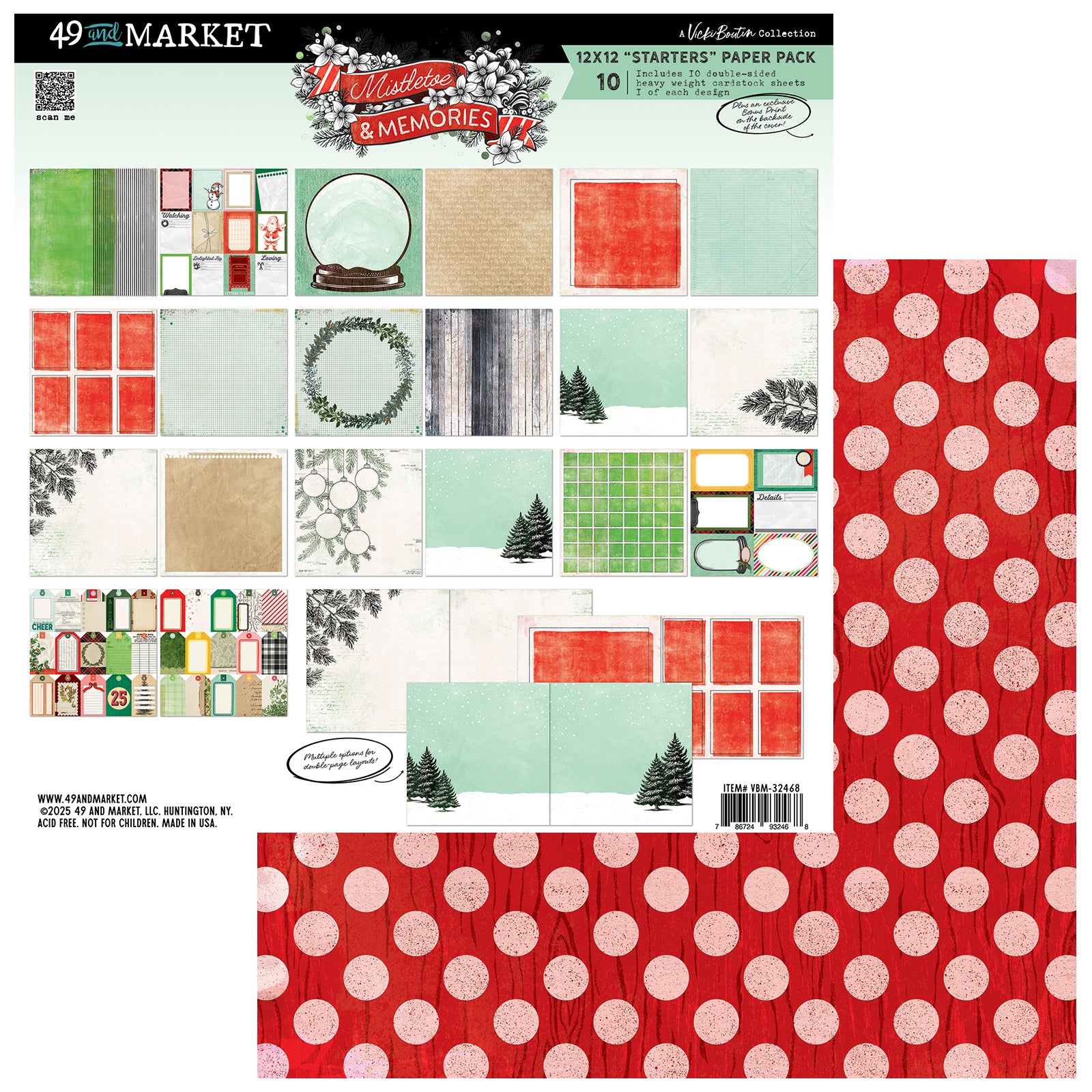49 and Market Vicki Boutin MISTLETOE & MEMORIES 12”X12” Starters Paper Pack