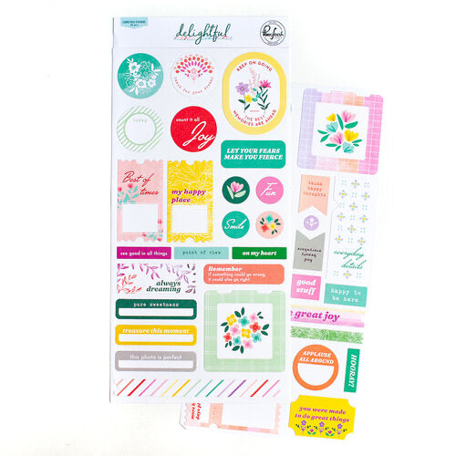 Pinkfresh Studio Delightful CARDSTOCK STICKERS 46pc