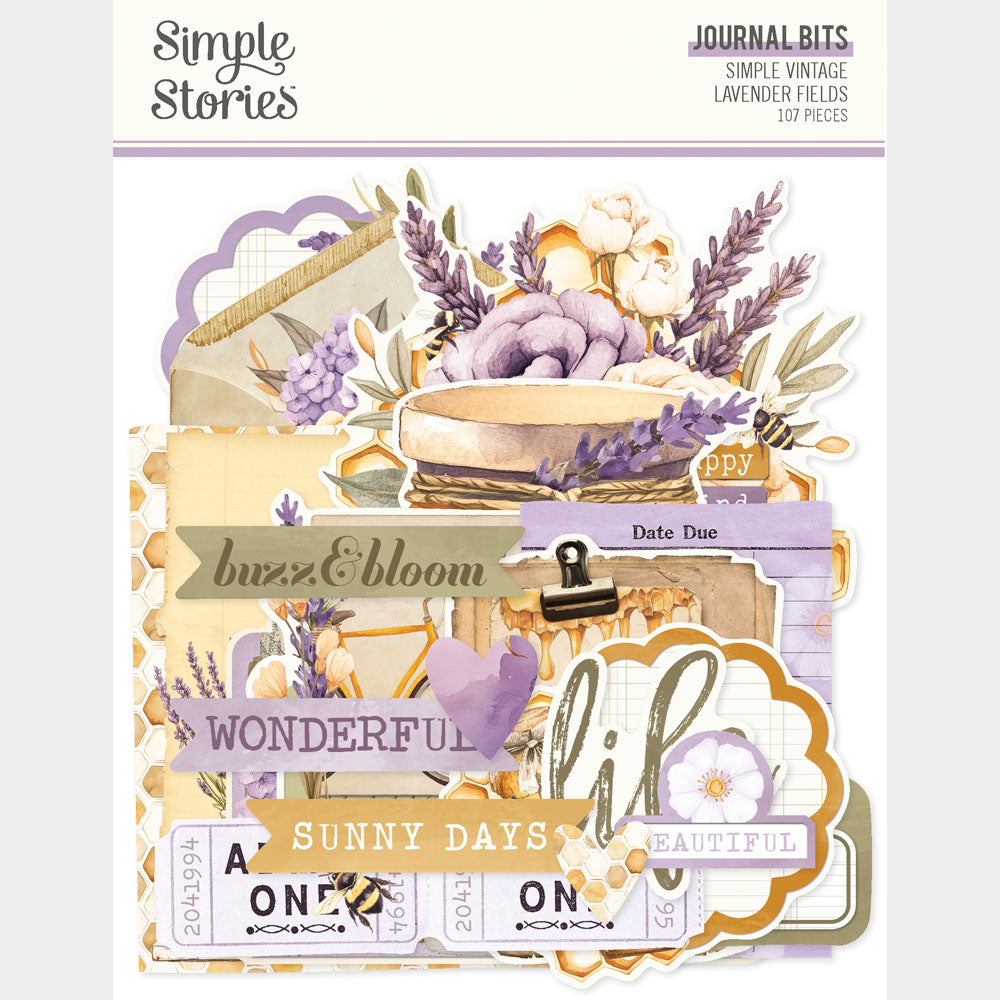 Simple Stories SIMPLE VINTAGE LAVENDER FIELDS Journal Bits 107pc