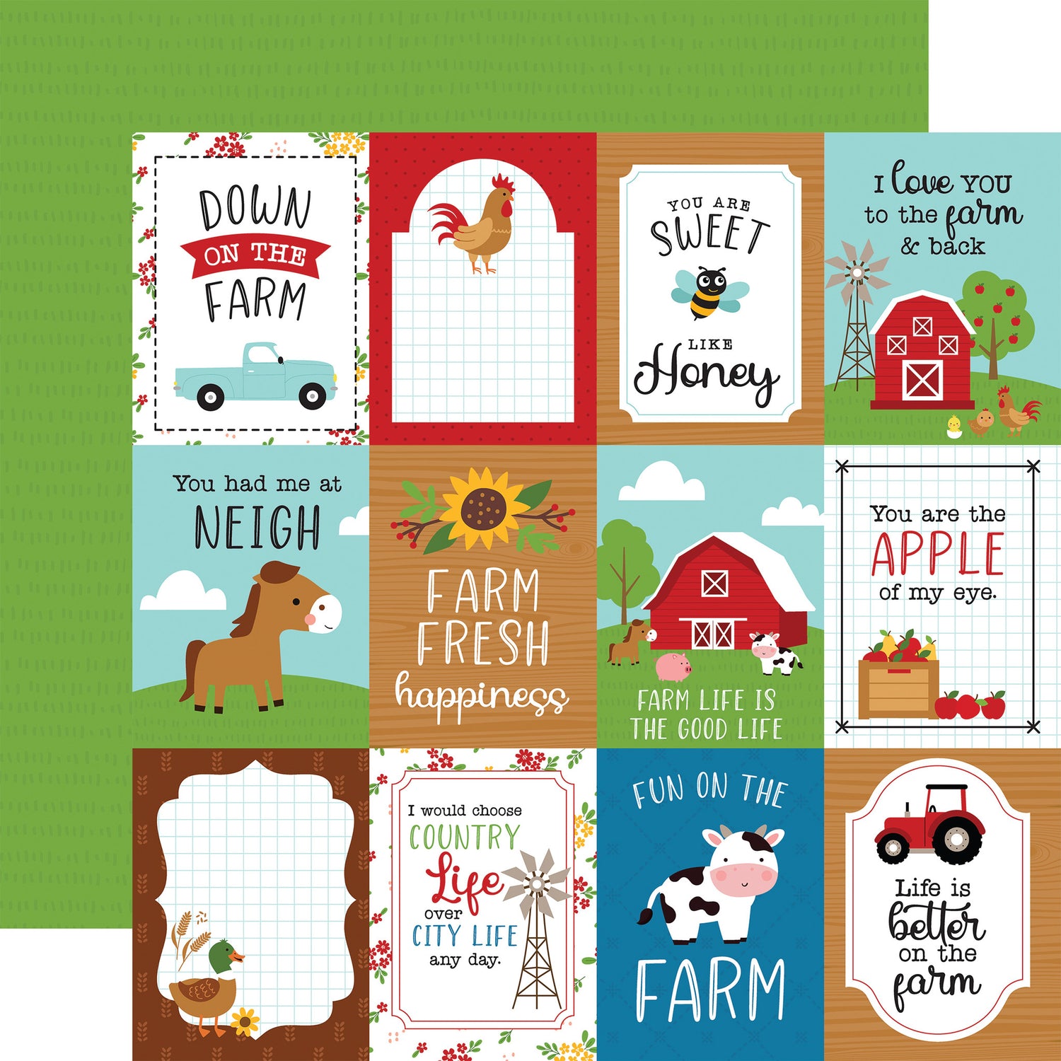 Echo Park FUN ON THE FARM 12”x12” Scrapbook Paper