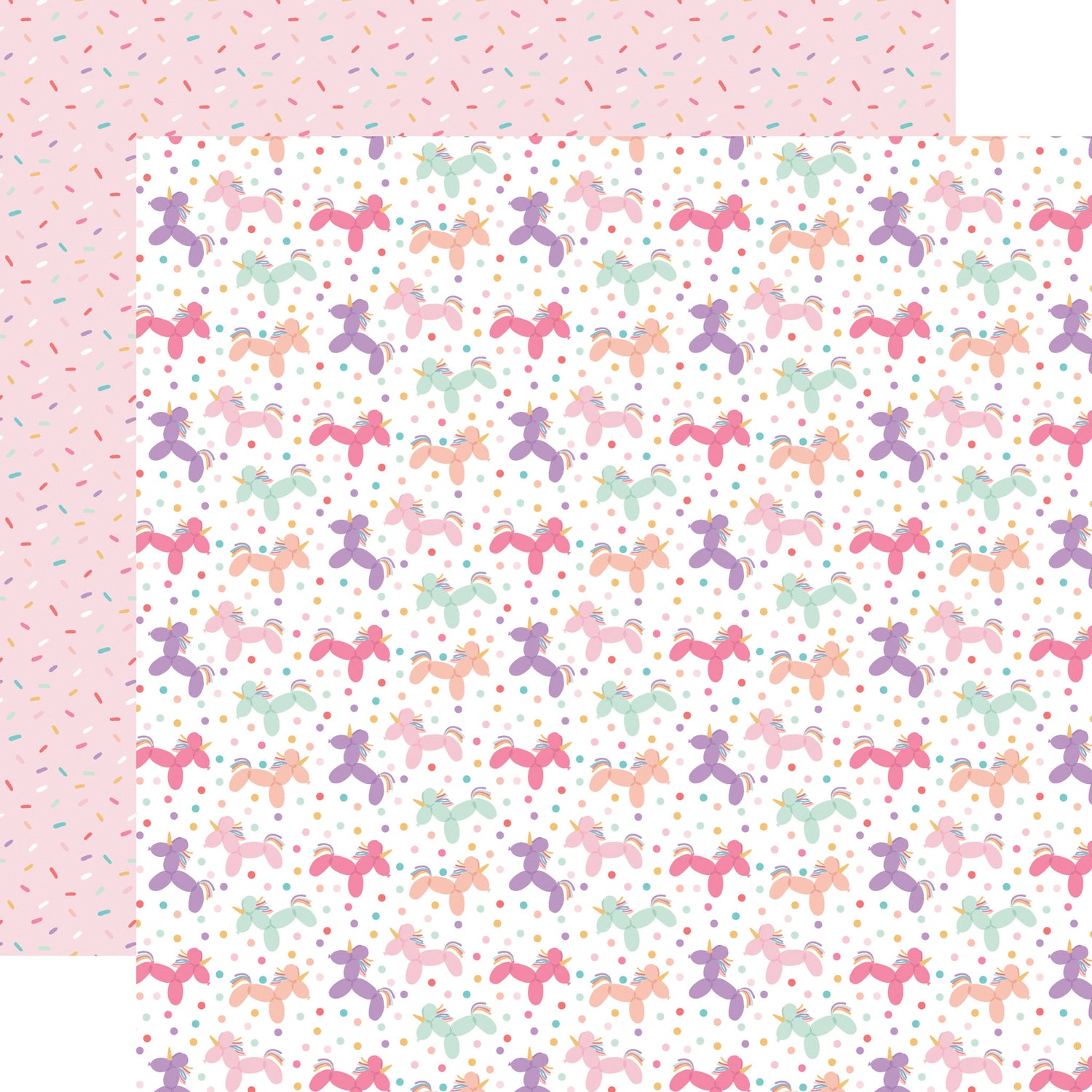 Echo Park It’s Your Birthday Girl UNICORN BALLOONS 12"X12" Scrapbook Paper
