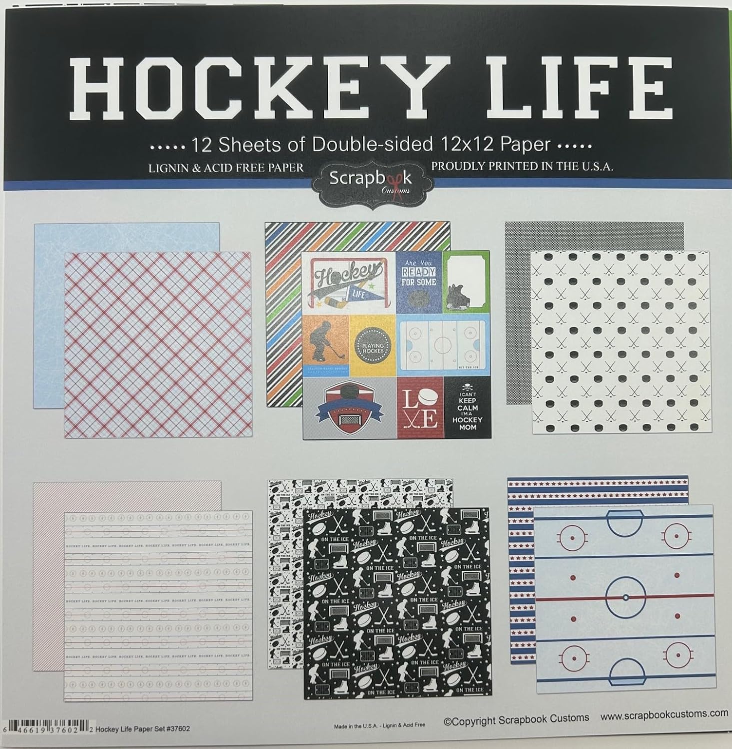 Scrapbook Customs HOCKEY LIFE 12"X12" Paper Kit 12 Sheets