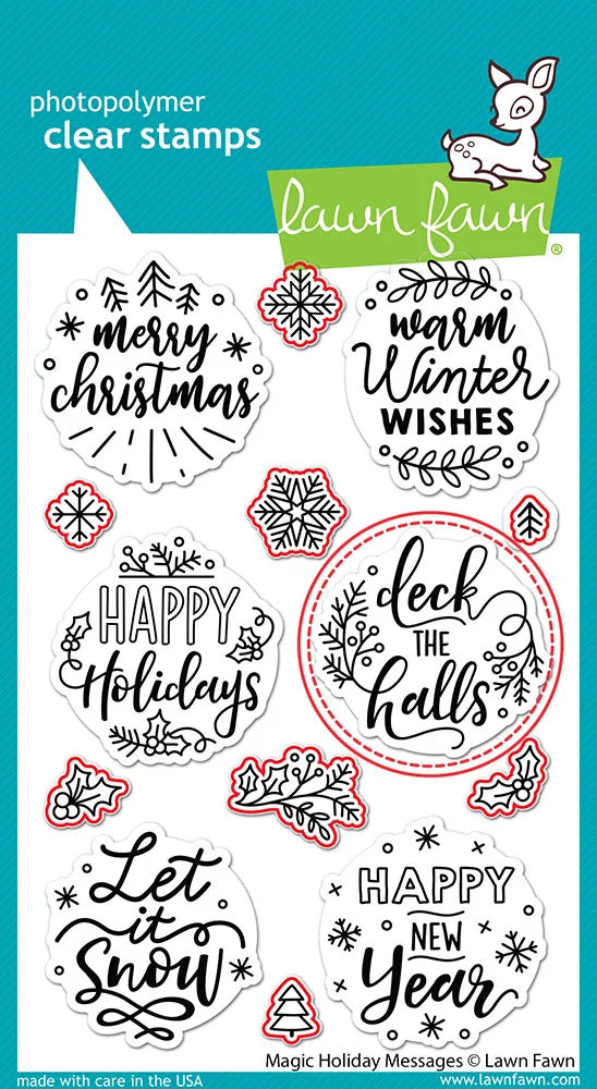 Lawn Fawn MAGIC HOLIDAY MESSAGES Clear Stamp & Die Set