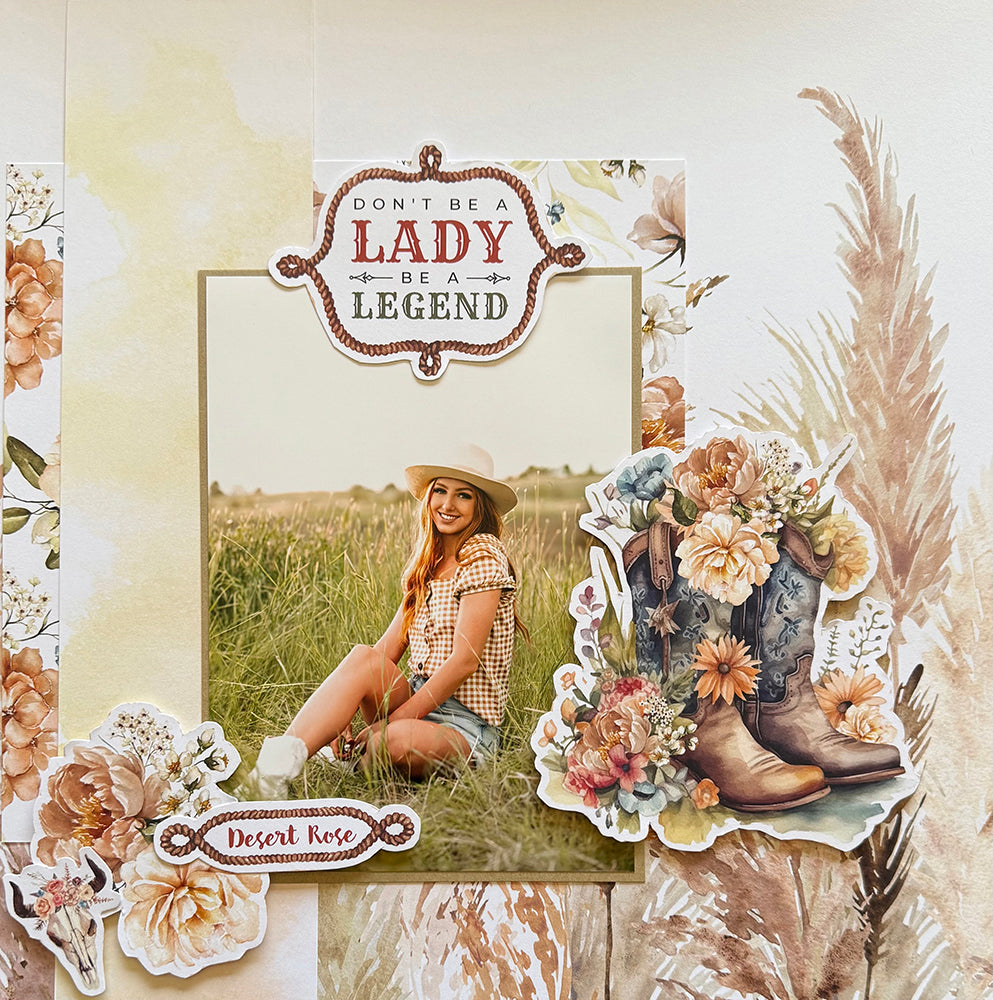 Reminisce Desert Rose WESTERN BEAUTY 12”X12" Scrapbook Paper