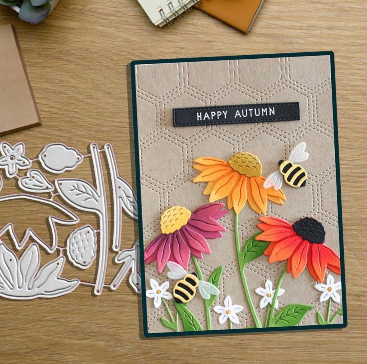 Craft Cutting FLOWERS & BEES Metal Dies 11pc