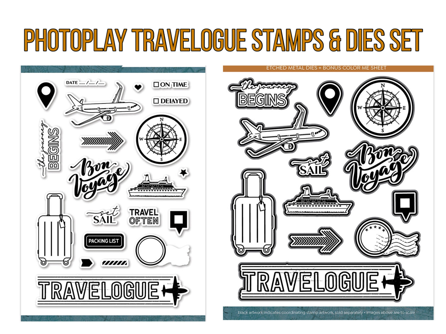 Photoplay TRAVELOGUE Stamps & Dies Set