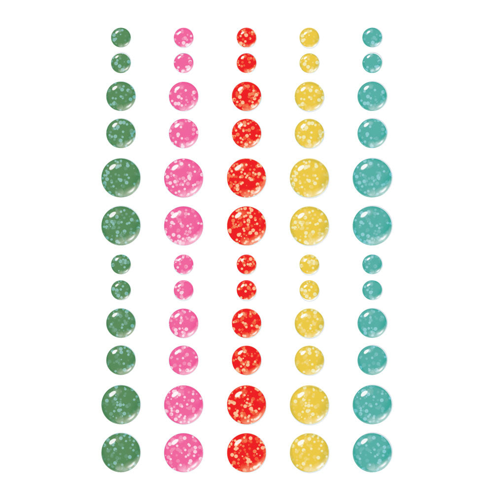 Simple Stories HARD CANDY CHRISTMAS Glitter Enamel Dots 60pc