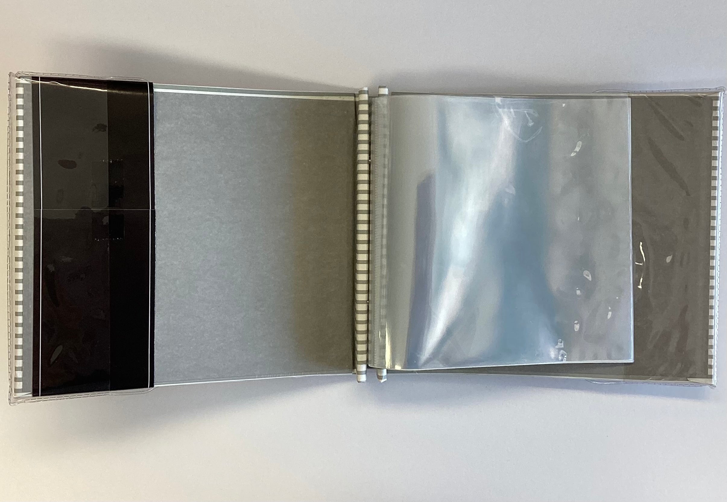 The Paper Studio PB GRAY STRIPE GIRAFFE 6"X6" Post Bound Scrapbook Album