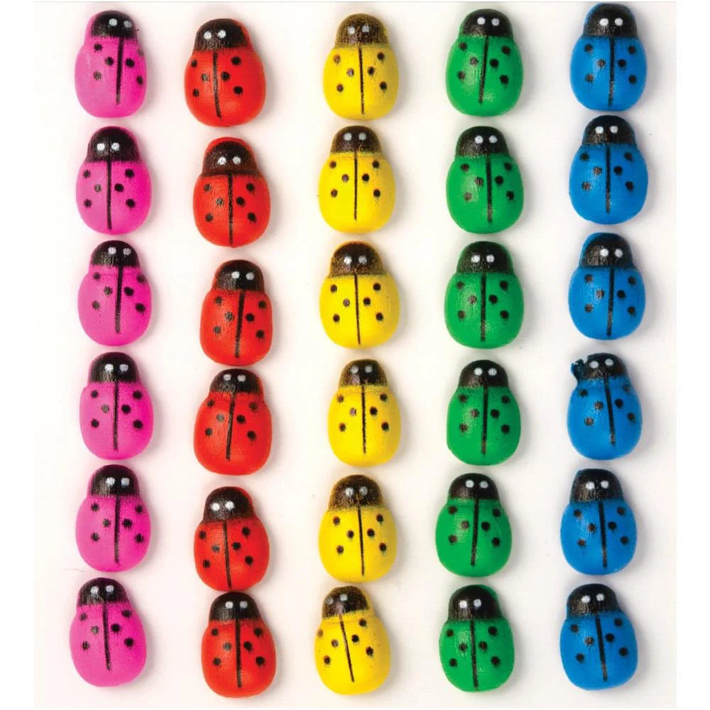 Craft Consortium The Essential WOODEN BUGS Adhesive Embellishments 30pc