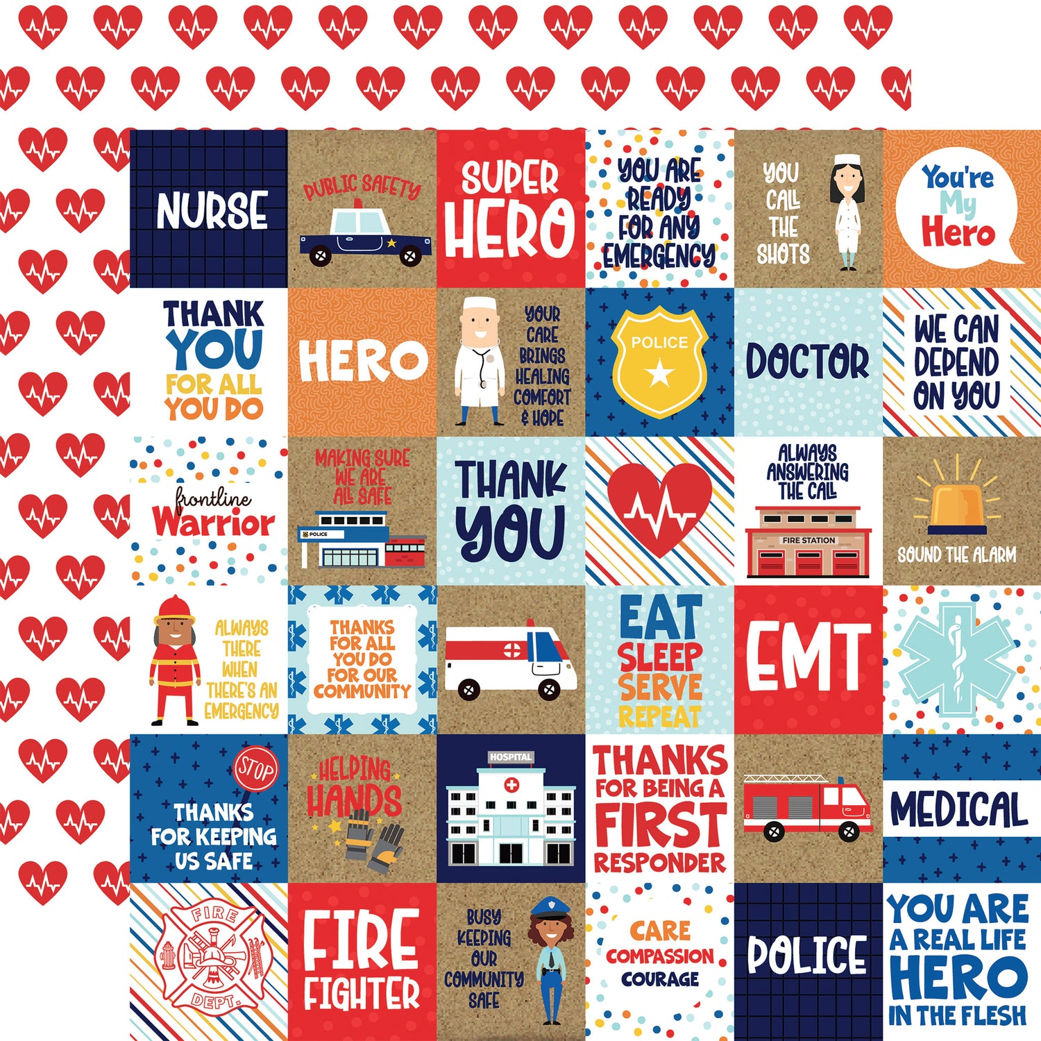 Echo Park FIRST RESPONDER 12”x12” Scrapbook Paper