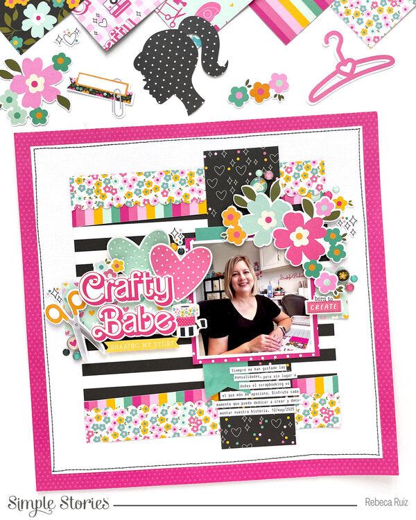 Simple Stories Crafty Babe I LIVE LOVE SCRAP 12”X12” Scrapbook Paper