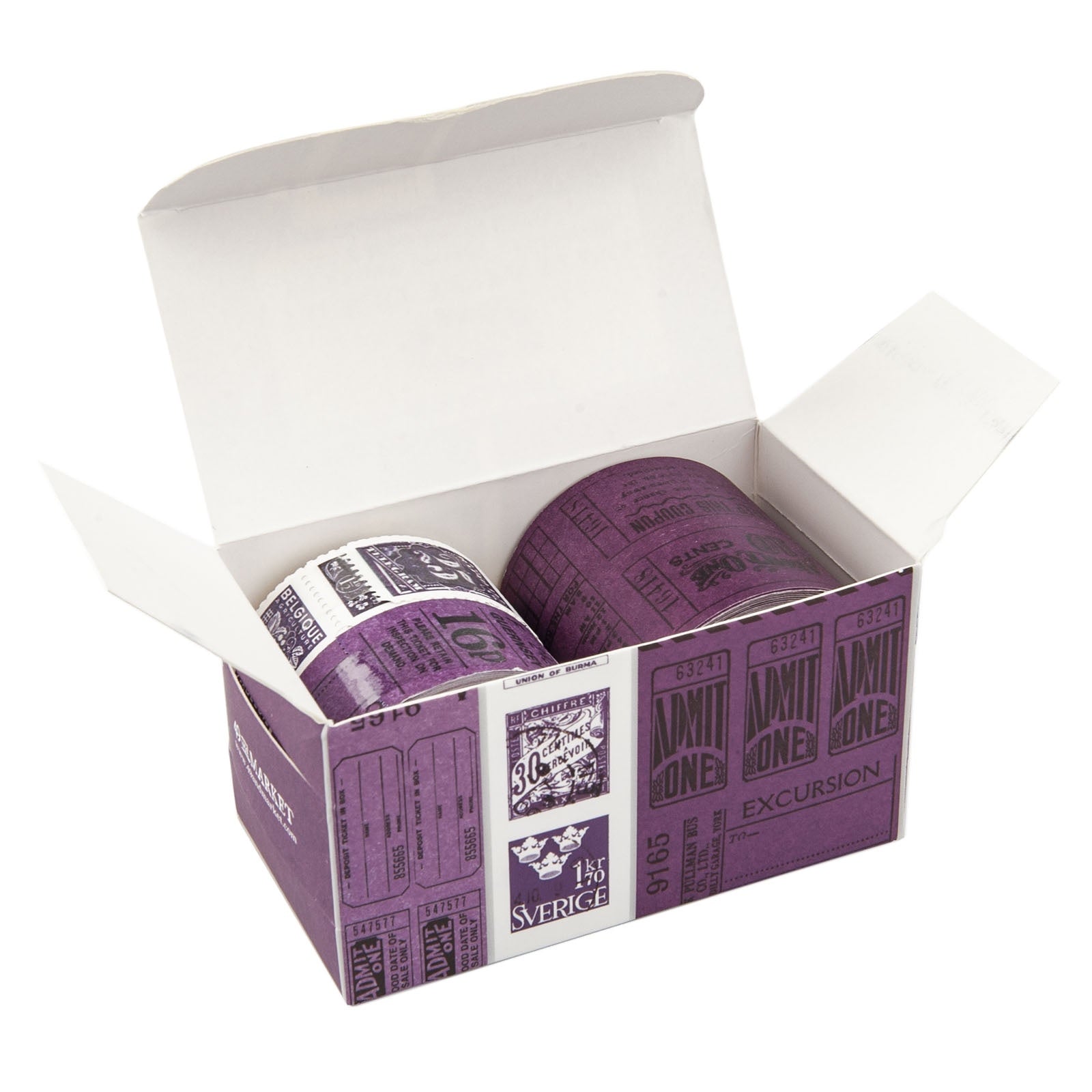 49 and Market Vintage Bits TICKET ESSENTIALS EGGPLANT Perforated Tickets & Stamps 3 Rolls @Scrapbooksrus