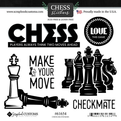 Scrapbooksrus CHESS KIT 12&quot;x12&quot; Scrapbook Paper Stickers 3pc