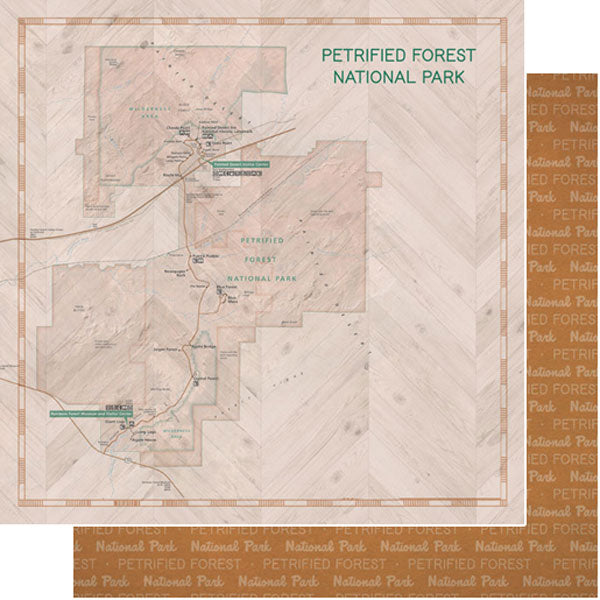 Scrapbook Customs NATIONAL PARK MAP AND WORDS 12"X12" Scrapbook Paper