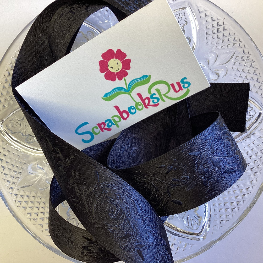 May Arts 7/8" EMBROIDERY SATIN BLACK Ribbon 1 yard