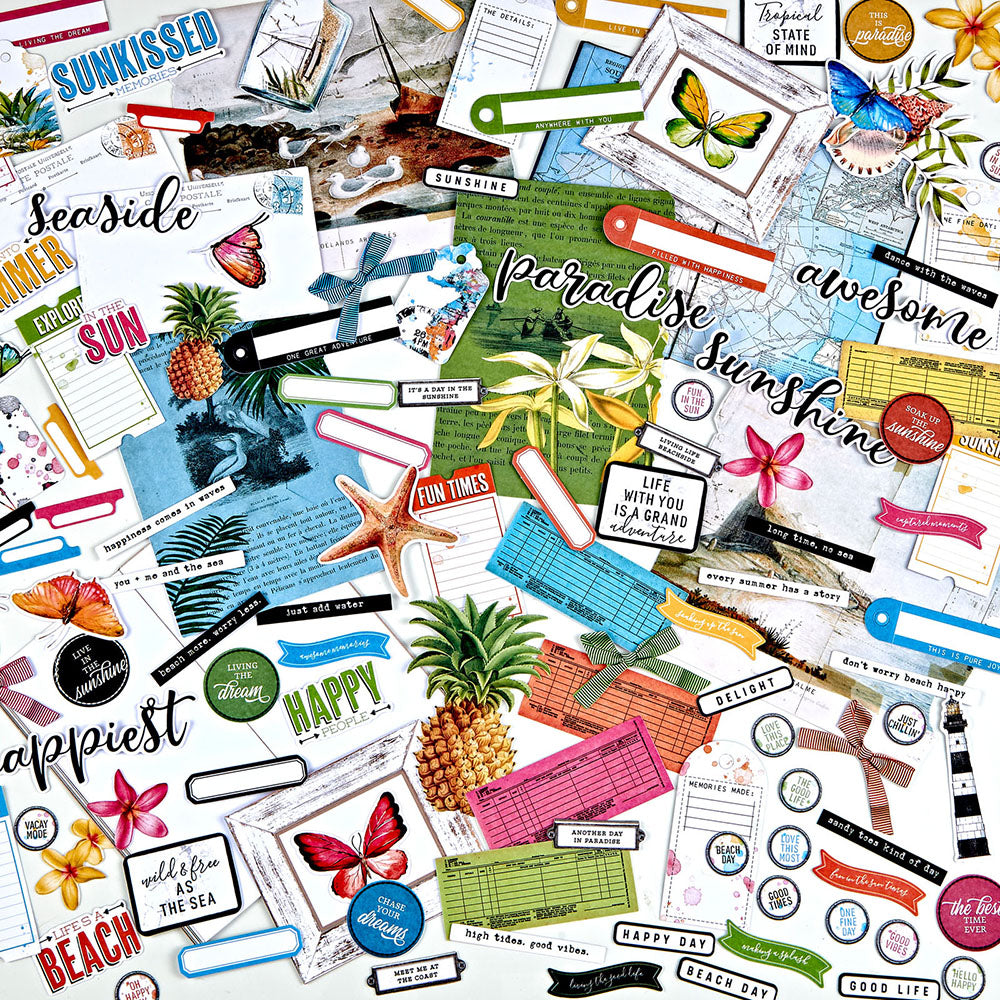 49 and Market Vintage Artistry SUNBURST EPHEMERA BITS 123 Die-Cut Pieces