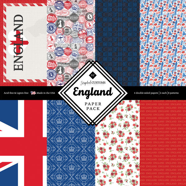 Scrapbook Customs ENGLAND 12”X12” PAPER PACK