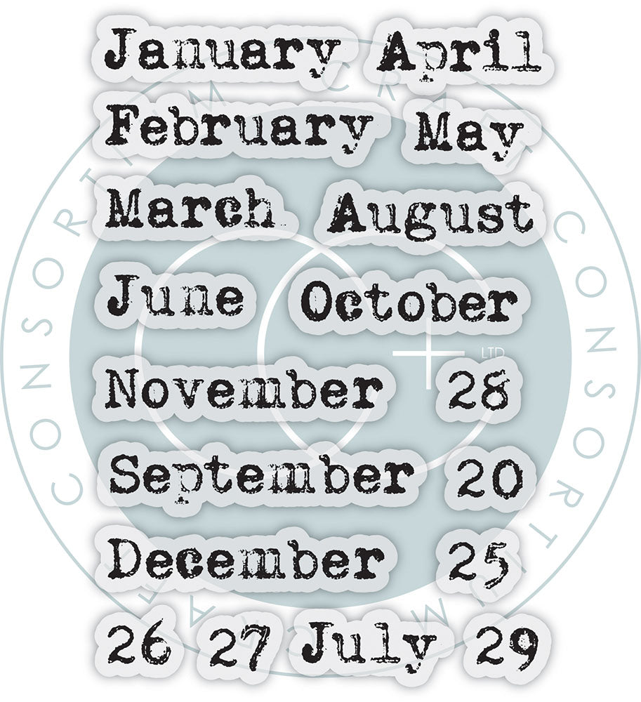 Craft Consortium JOURNAL MONTHS Clear Photopolymer Stamps