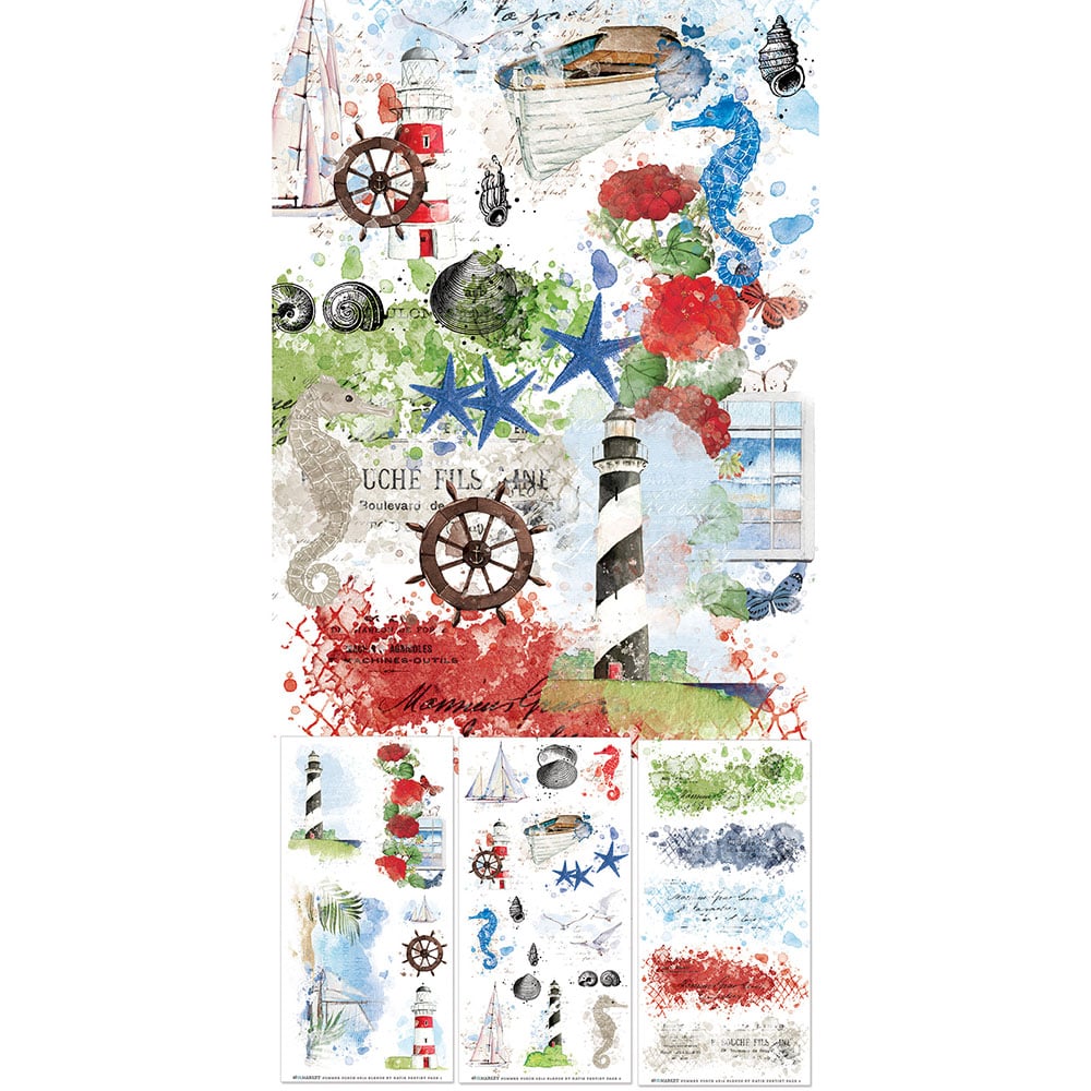 49 and Market SUMMER PORCH RUB-ON TRANSFERS 6”X12”