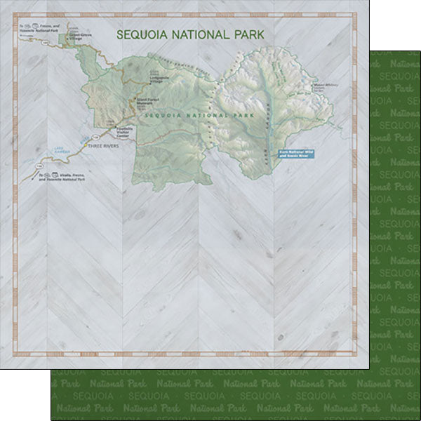 Scrapbook Customs NATIONAL PARK MAP AND WORDS 12"X12" Scrapbook Paper