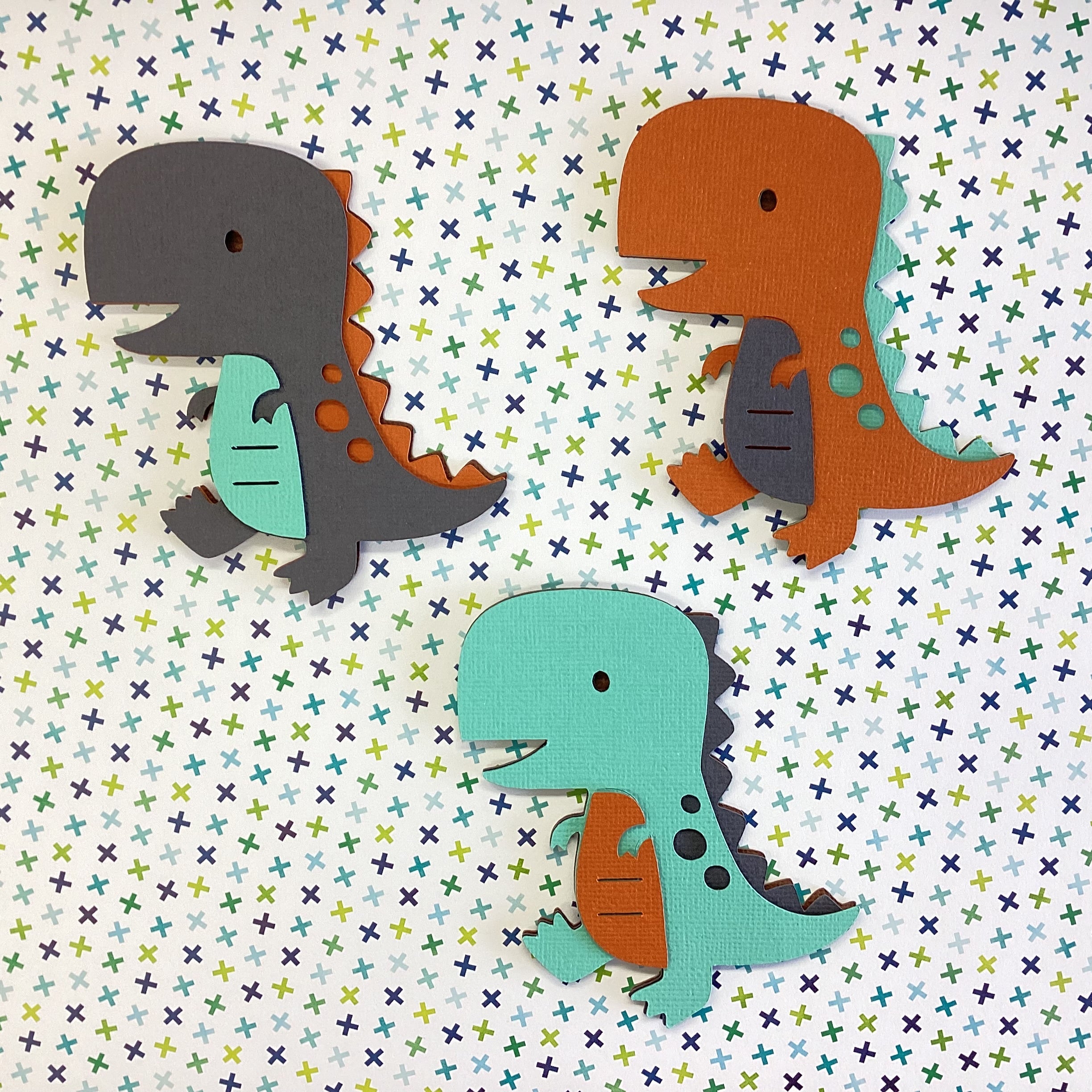 CUTE DINOSAUR Dino 3D Die Cut Embellishments
