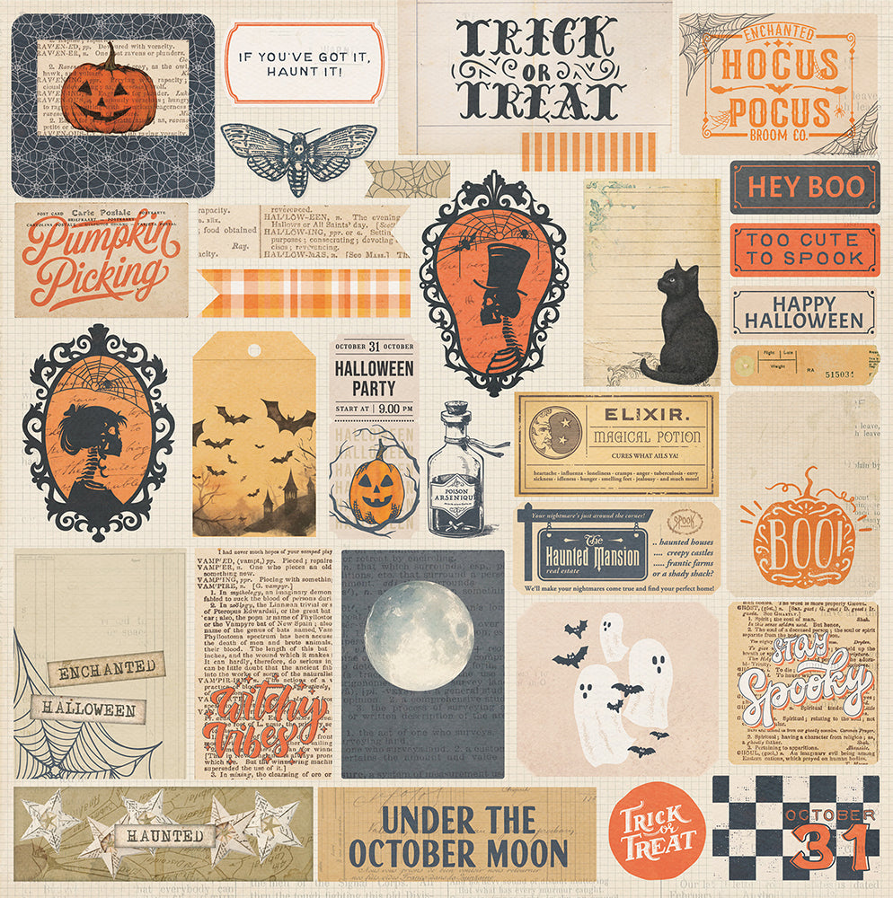 Photoplay Junque Halloween OCTOBER MOON 12X12 Scrapbook Paper