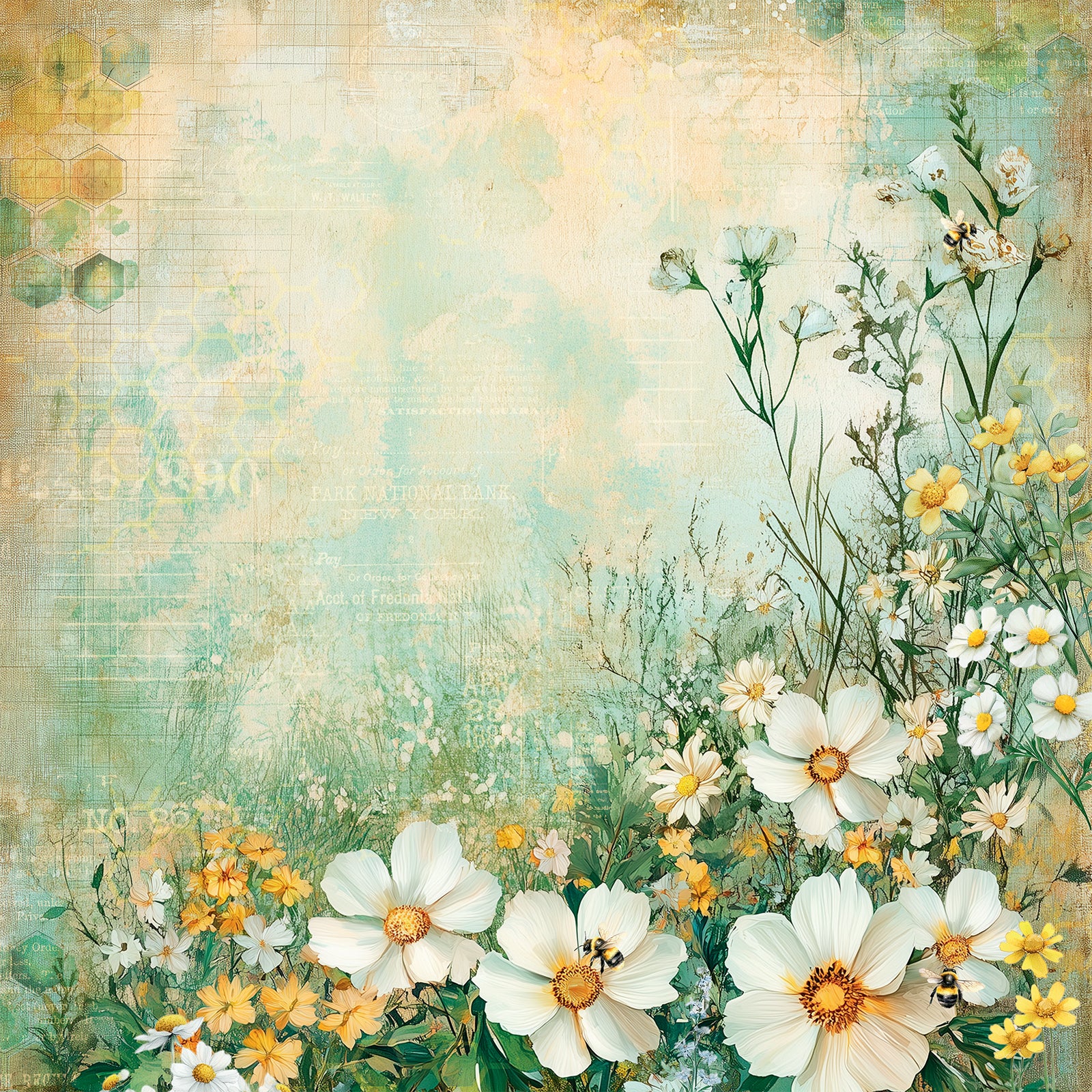 49 and Market BOTANICAL BUZZ 12X12 Scrapbook Paper