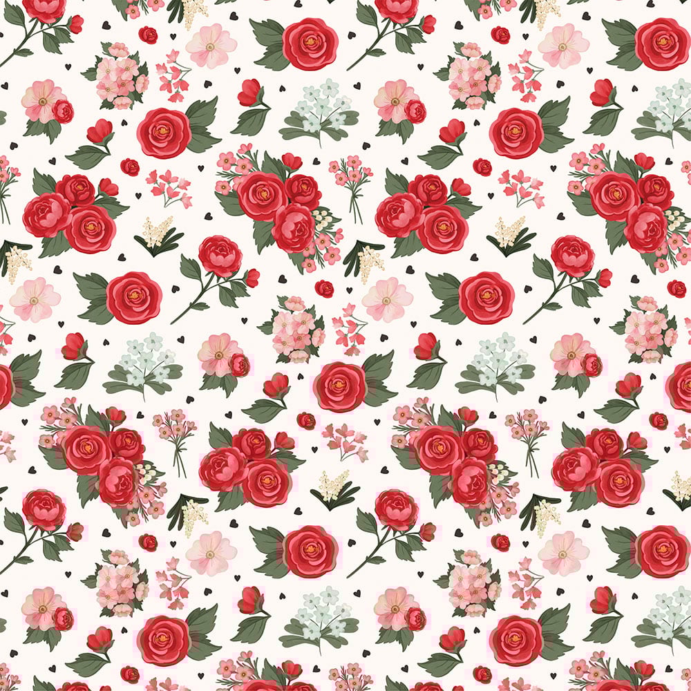 Carta Bella BE MINE LOVE & PRETTY FLOWERS 12"X12" Scrapbook Paper