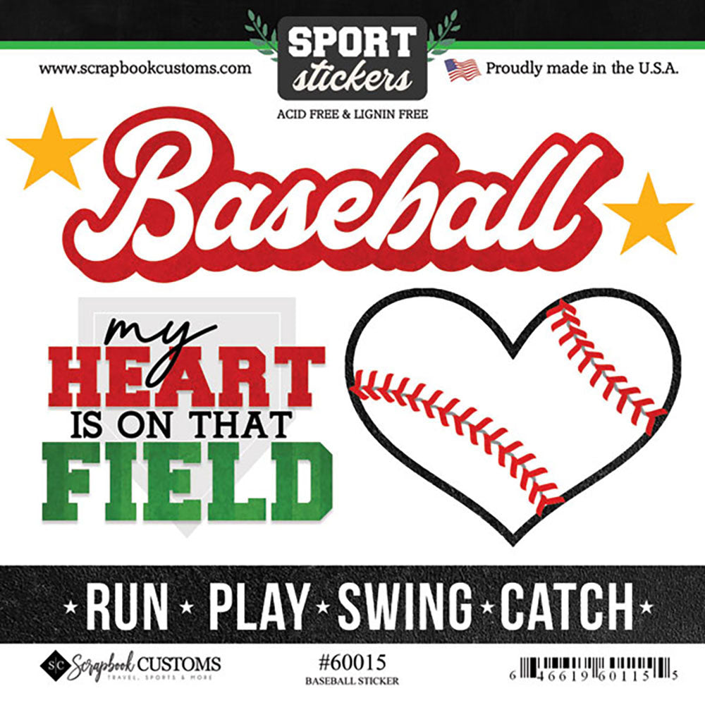 Scrapbook Customs BASEBALL LOVE Sport Stickers